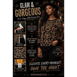 GILDED REBEL — Ruby Rd. Baroque After Dark Sweater Petite Small